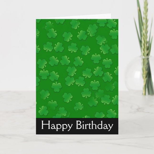 Carte d'anniversaire irlandaise joyeuse de shamroc (Devant)