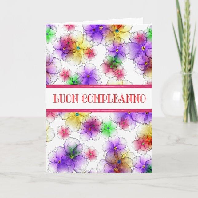 Carte d'anniversaire italienne de Buon Compleanno (Devant)