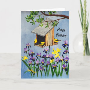 Carte d'anniversaire jaune de pinson