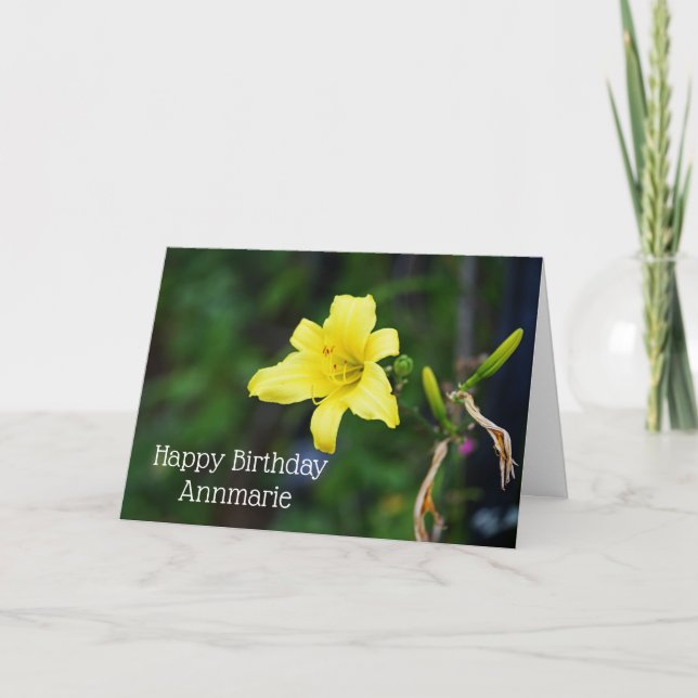 Carte d'anniversaire Jaune Jaune Élégante Fleur (Devant)