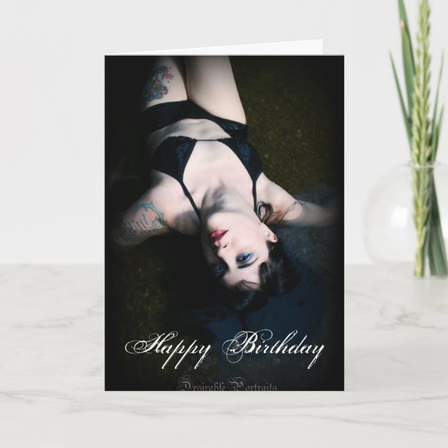Carte d'anniversaire Jenn Martin (bikini noir) (Devant)