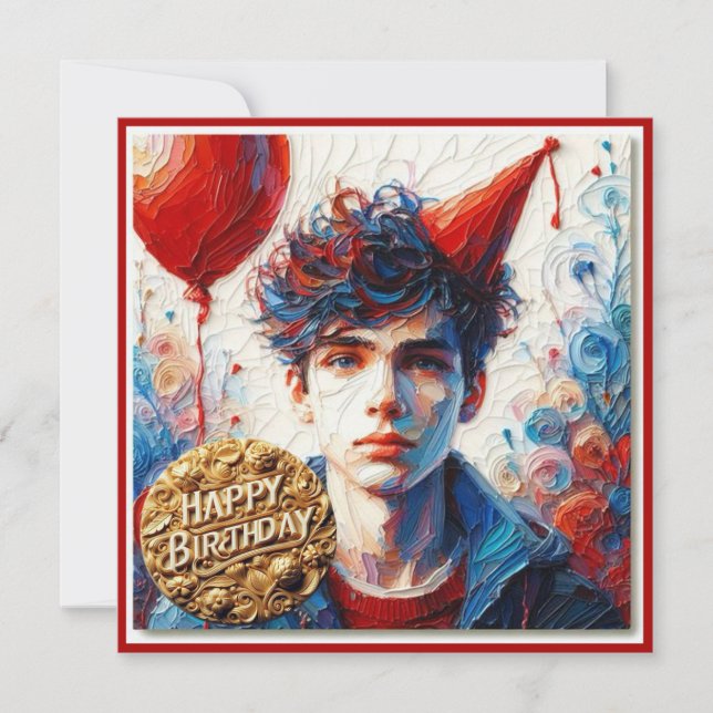 CARTE D'ANNIVERSAIRE ~ Jeune garçon ~ (Devant)