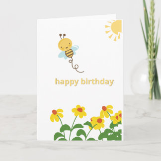 Carte d'anniversaire jolie abeille mignonne Fleur 