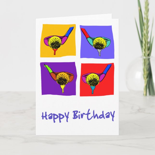 Carte d'anniversaire jouante au golf des hommes (Devant)