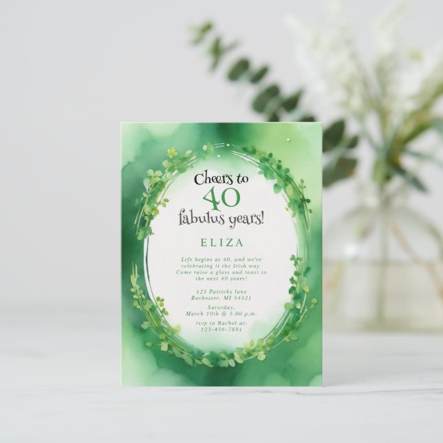 carte d'anniversaire jour de la saint patrick aqua (Debout devant)