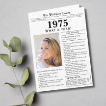 Carte d'anniversaire Journal 1975