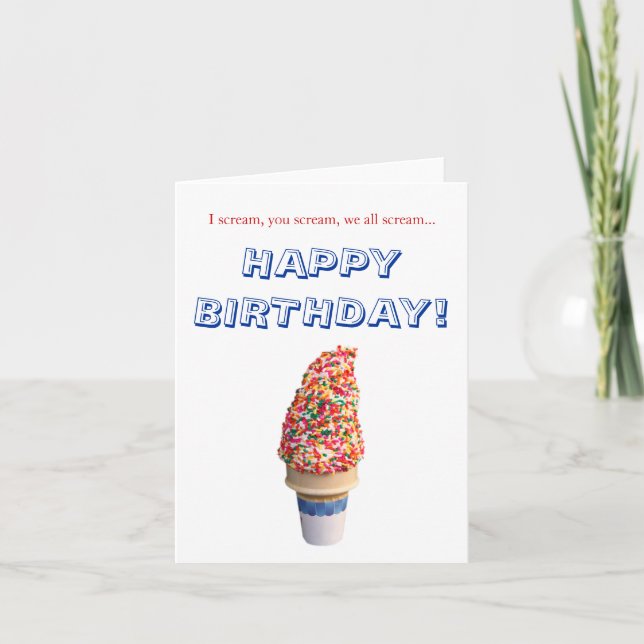 Carte d'anniversaire joyeuse à la crème glacée (Devant)