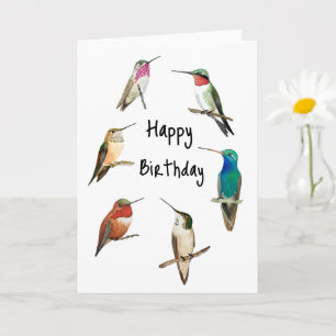 Carte d'anniversaire joyeuse aux colibris