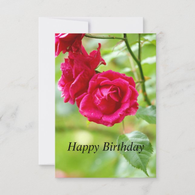 Carte d'anniversaire Joyeuse avec des roses rouges (Devant)