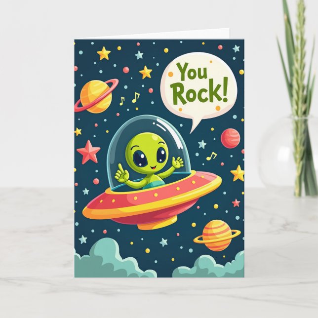 Carte d'anniversaire Joyeuse Balade Spatiale (Devant)