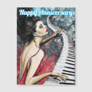 Carte d'anniversaire joyeuse - Dame en musique de 