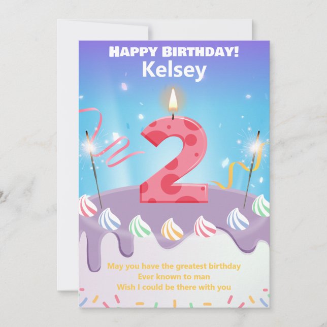 Carte d'anniversaire joyeuse de deux ans personnal (Devant)