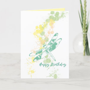 Carte d'anniversaire joyeuse de la libellule artis