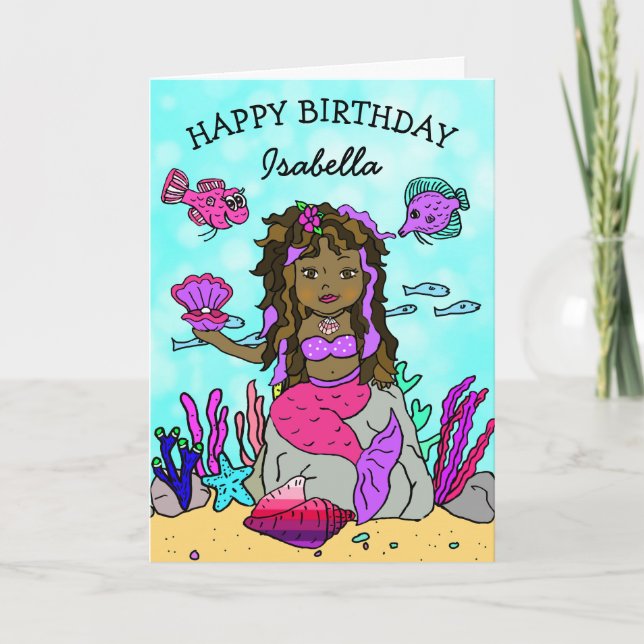 Carte d'anniversaire joyeuse de Sirène d'ethnie vi (Devant)