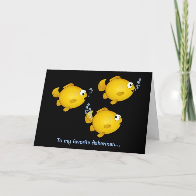 Carte d'anniversaire joyeuse du pêcheur de poisson (Devant)