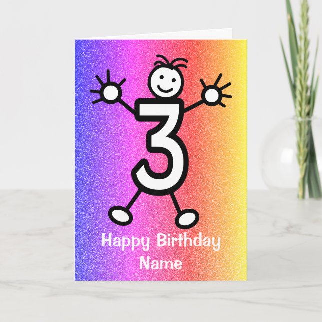 Carte d'anniversaire joyeuse pour 3 ans (Devant)