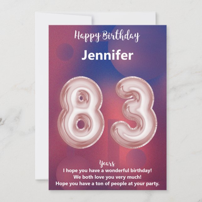 Carte d'anniversaire joyeuse pour 83 ans - Élégant (Devant)
