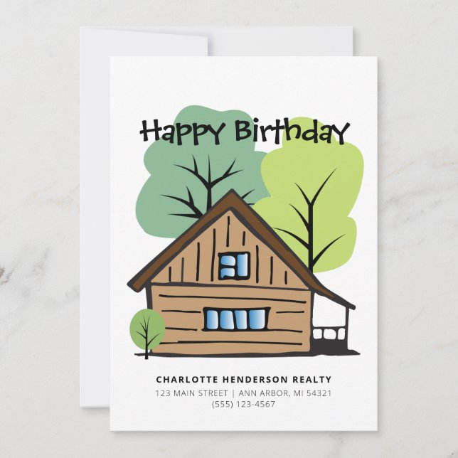 Carte d'anniversaire joyeuse tirée à la main par l (Devant)