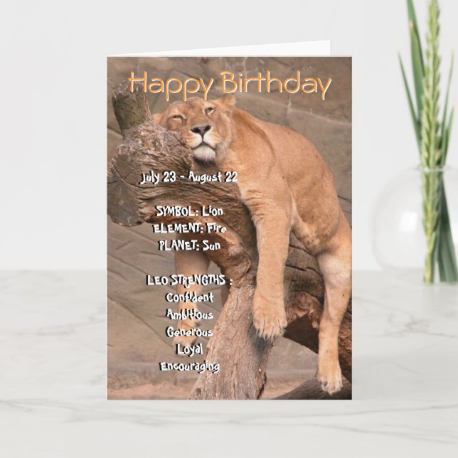 Carte d'anniversaire Joyeuse Zodiac - Leo (Devant)