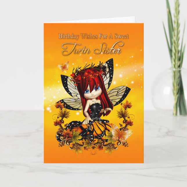 carte d'anniversaire jumelle - anniversaire couleu (Devant)