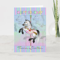carte d'anniversaire jumelle carrousel - pastel ca