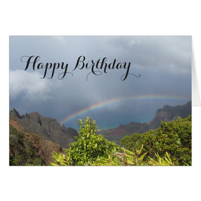 Carte d'anniversaire Kalalau Rainbow (Devant horizontal)