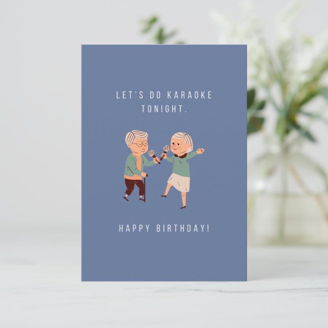 Carte d'anniversaire Karaoke (Debout devant)