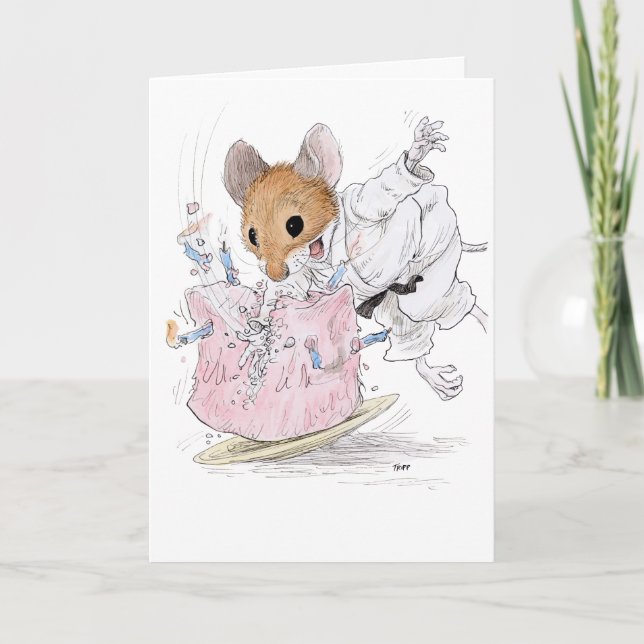 Carte d'anniversaire Karate Mouse (Devant)