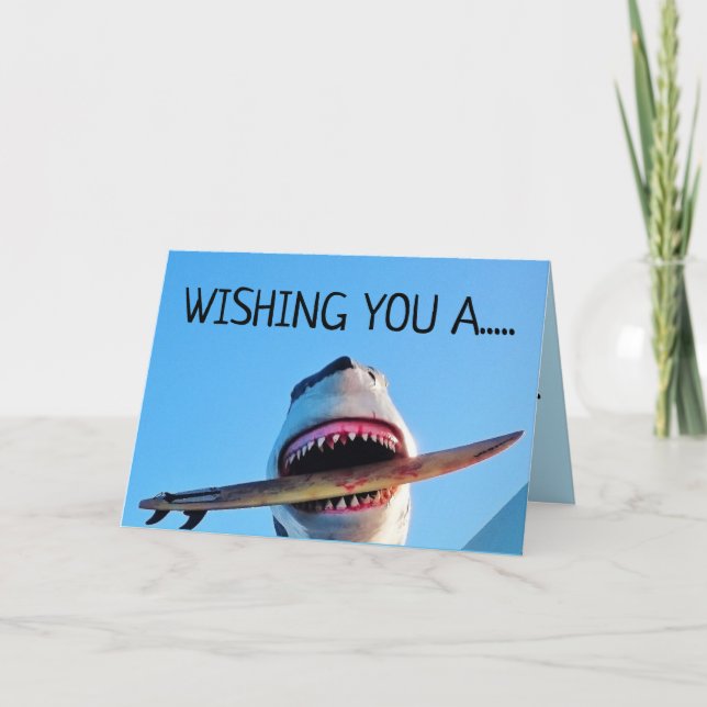 CARTE D'ANNIVERSAIRE KILLER SHARK FUNNY (Devant)