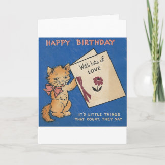Carte d'anniversaire Kitty vintage