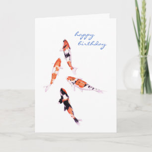 Carte d'anniversaire Koi flottante