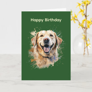 Carte d'anniversaire Labrador jaune joyeux