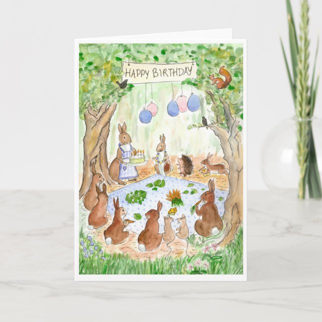 Carte d'anniversaire 'Lapin Rabbits' (Devant)