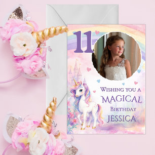 Carte d'anniversaire Licorne 11 ans avec une photo