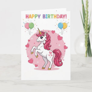 Carte d'anniversaire Licorne   Arc-en-ciel Magique