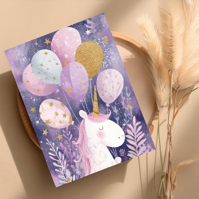 Carte d'anniversaire licorne élégante – Pastel et  (Créateur téléchargé)