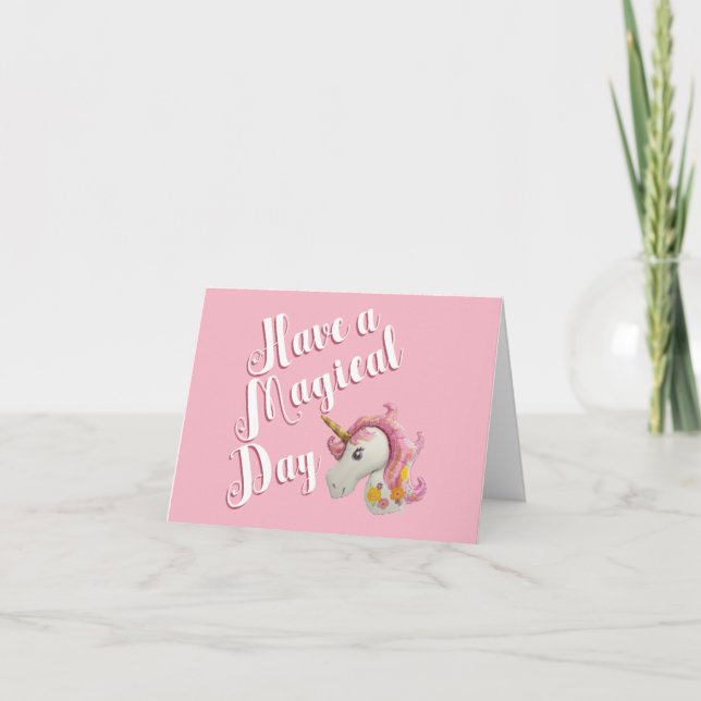 Carte d'anniversaire Licorne - Passez une journée  (Devant)