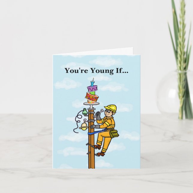 Carte d'anniversaire Lineman avec gâteau d'anniver (Devant)