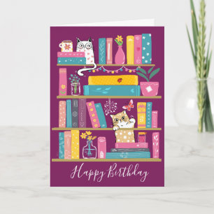 Carte d'anniversaire Livres Mignons & Chats –Amour