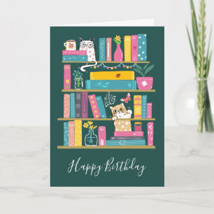 Carte d'anniversaire Livres Mignons & Chats –Amour