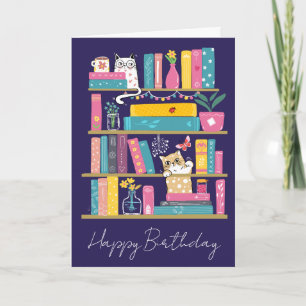Carte d'anniversaire Livres Mignons & Chats –Amour