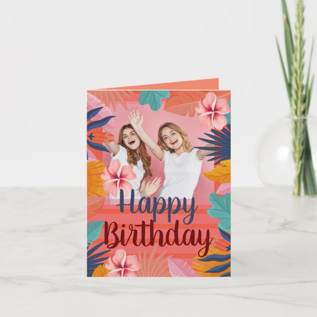 Carte d'anniversaire Luau Tropical Photo (Devant)