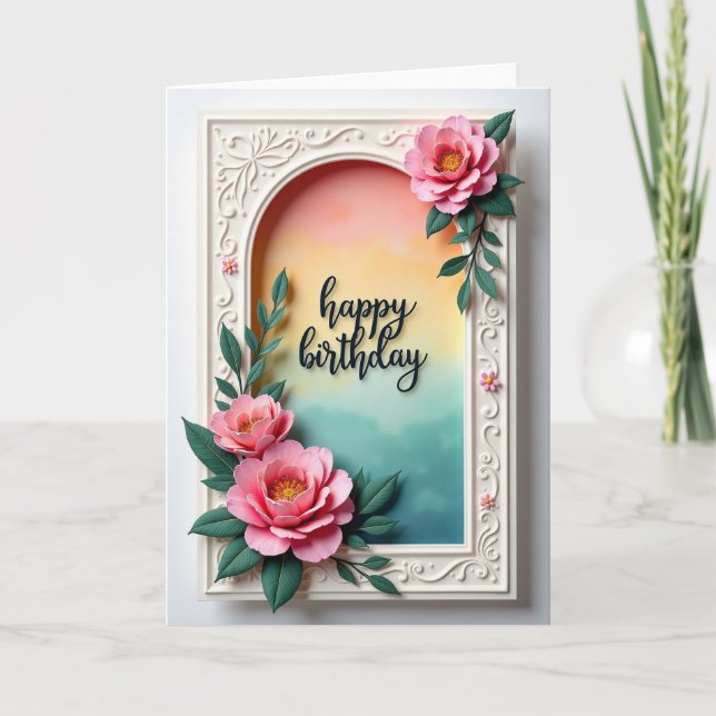 Carte d'anniversaire Luxe Floraison (Devant)