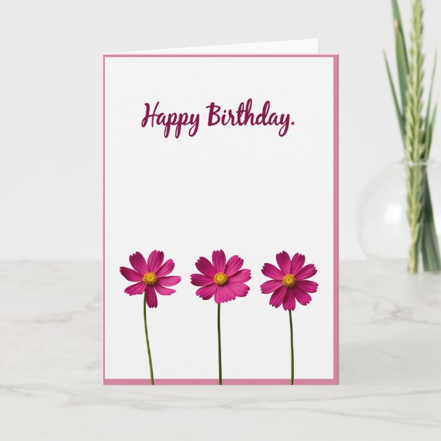 Carte d'anniversaire Magenta Script (Devant)