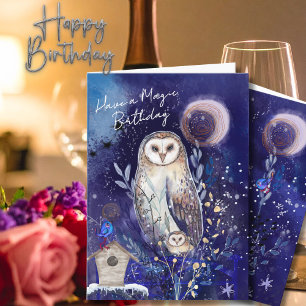 Carte d'anniversaire Magical Mama Baby Owl   Nuit 