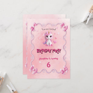 Carte d'anniversaire magique Licorne Rose Mignonne