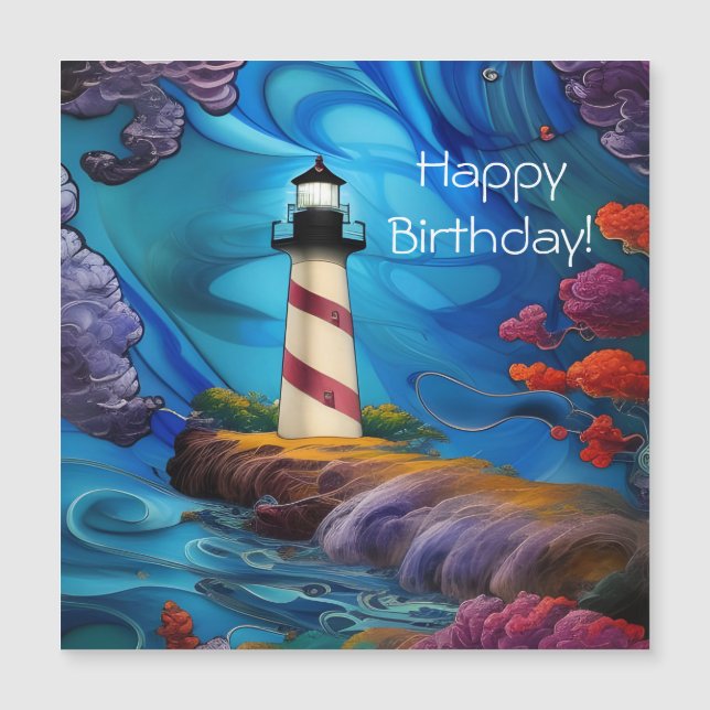 Carte d'anniversaire magnétique de Lighthouse Poin (Devant)
