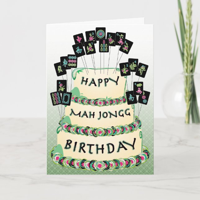 Carte d'anniversaire Mah Jongg Cake (Devant)