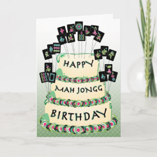 Carte d'anniversaire Mah Jongg Cake