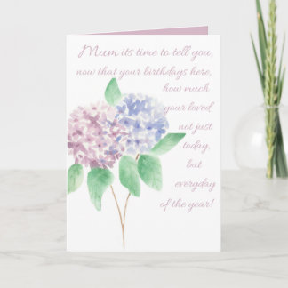 Carte d'anniversaire maman - aquarelle hydrangea